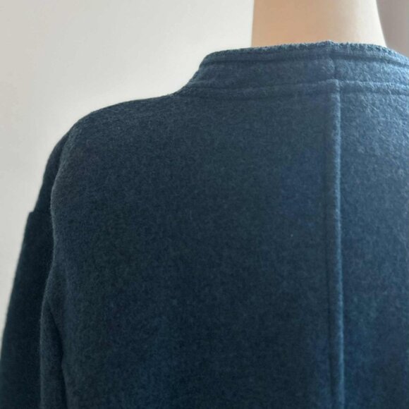 Geiger Petrol Blue Boiled Wool Cardigan Jacket w/ Pockets & Silver Buttons EU 50 - Picture 9 of 11